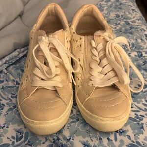 Cream Lace-Up Sneakers